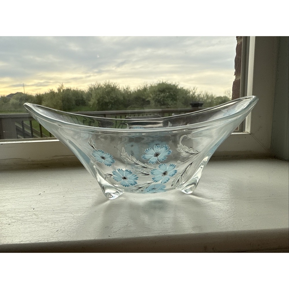 Anchor Hocking Swedish Modern Blue Cornflower Serving Bowl 6 inches